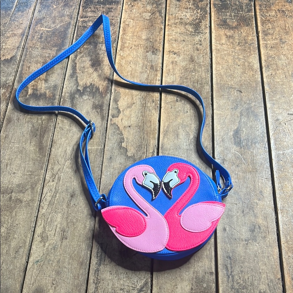 Flamingo Crossbody Bag in Blue and Pink